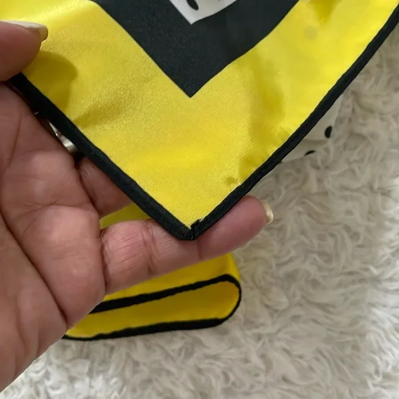 Carolina Herrera Yellow and Black Polka Dot Scarf - Picture 6 of 12